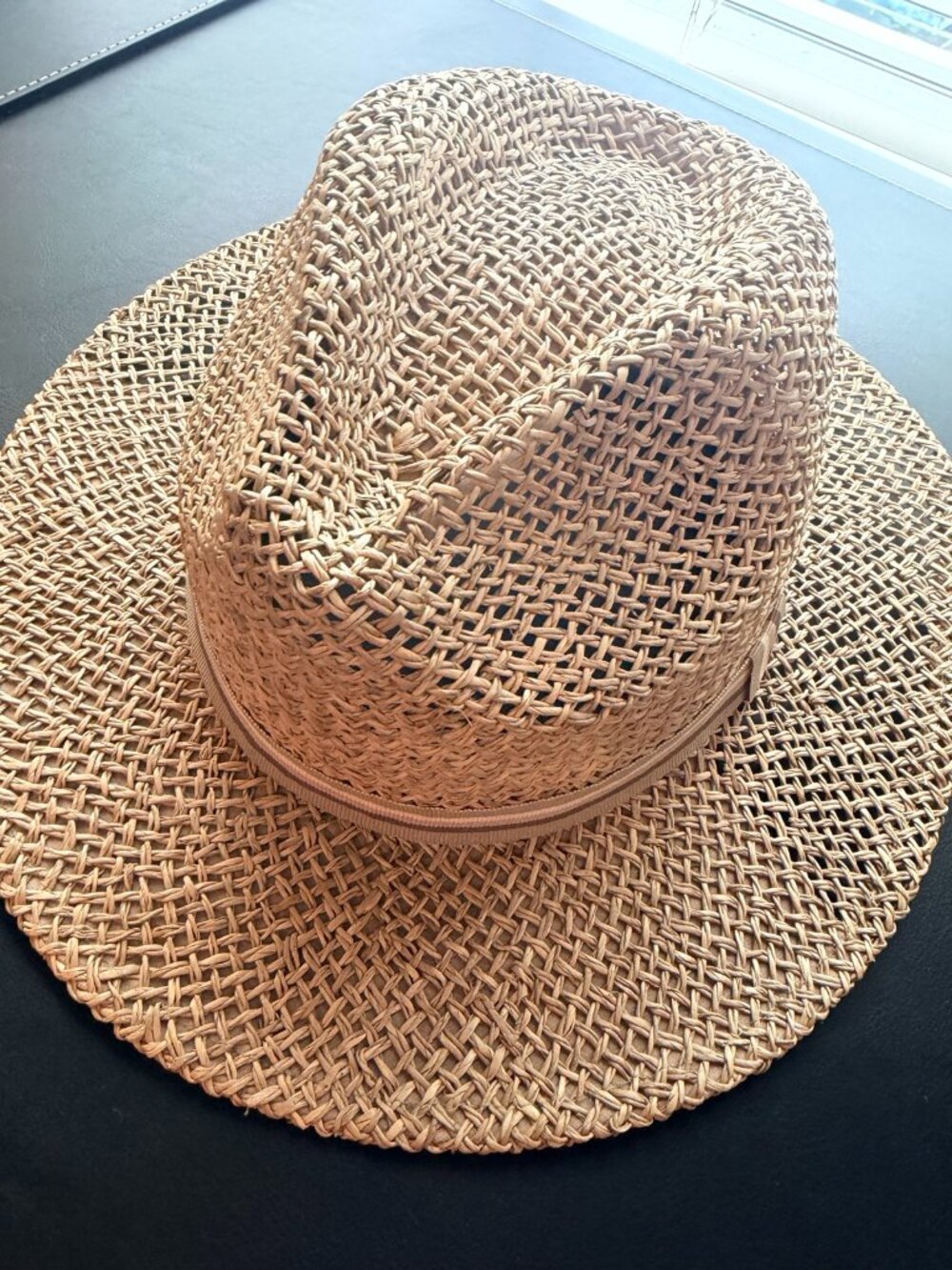 Stetson Open Weave Straw Hat L/XL Natural Tan Vented Safari Fedora Summer